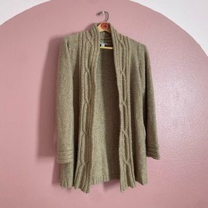 Women’s St John’s Bay Brown Cable Knit Button Down Cardigan Sweater Size Large